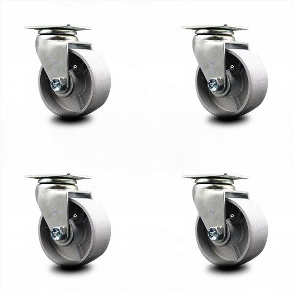 4 Inch Semi Steel Cast Iron Wheel Swivel Caster Set with Ball Bearings SCC